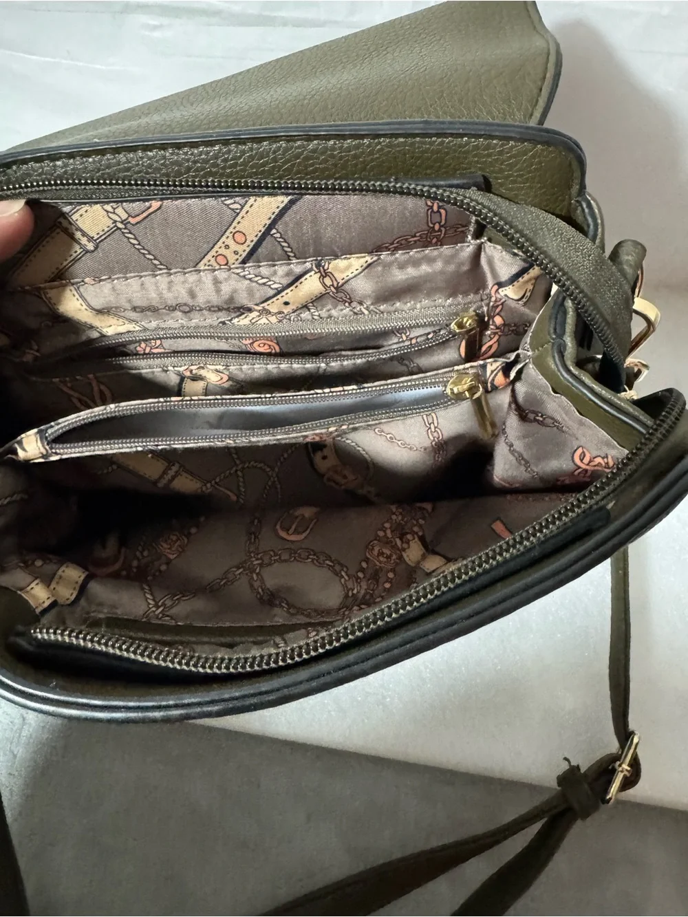 Women’s Olive Green Crossbody Backpack - Minimal D-Ring Detail